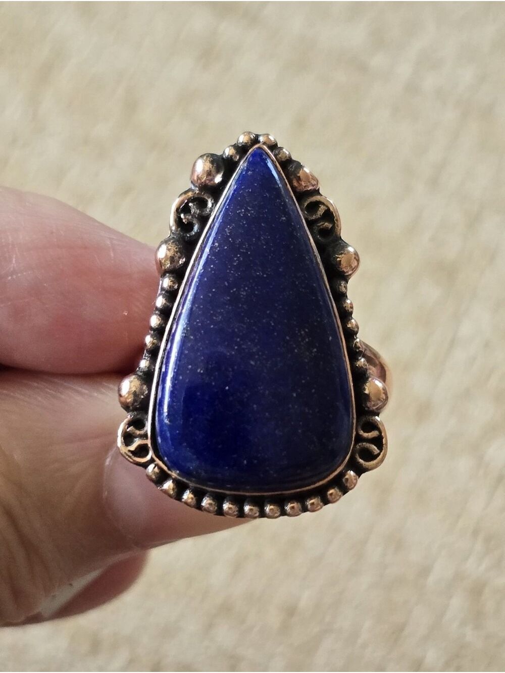 Southwestern Lapis Lazuli Ring In Copper